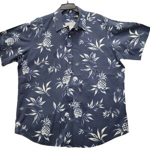 Ralph Lauren Mens 2XLT Navy Pineapple Floral Short Sleeve Button Up Shirt